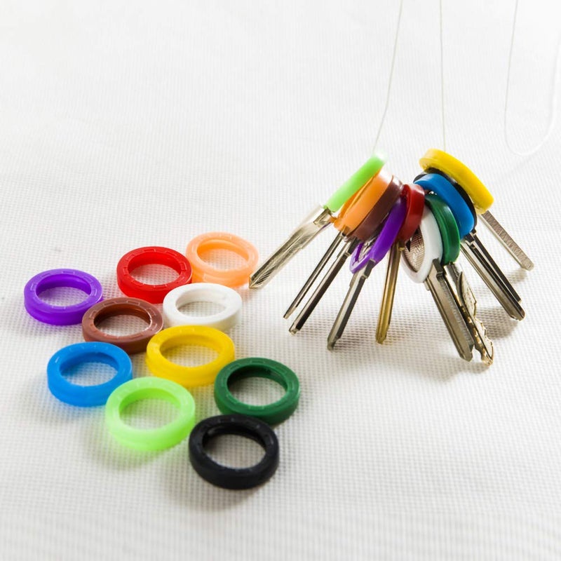 Oubaka 20 Pack Silicone Key Cap Tags,Plastic Key Identifier Rings,Key ID Rings,2Pcs Each Color,10 Colors in Total - Image 4